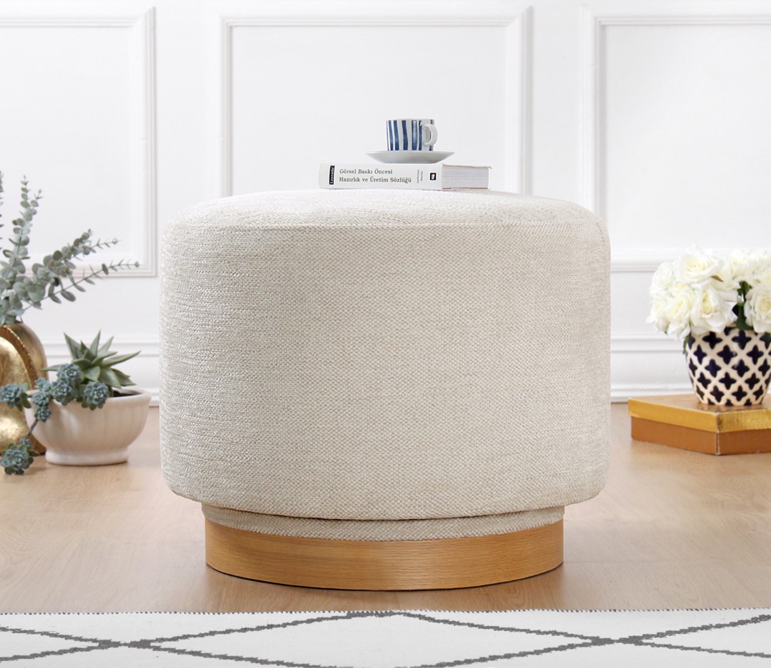 Taburet, Atelier del Sofa, 209FLF1425, Bumbac, Crem