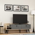 Comoda TV, Olivia, Mia, 150 x 55 x 35 cm, pal melaminat, stejar/antracit