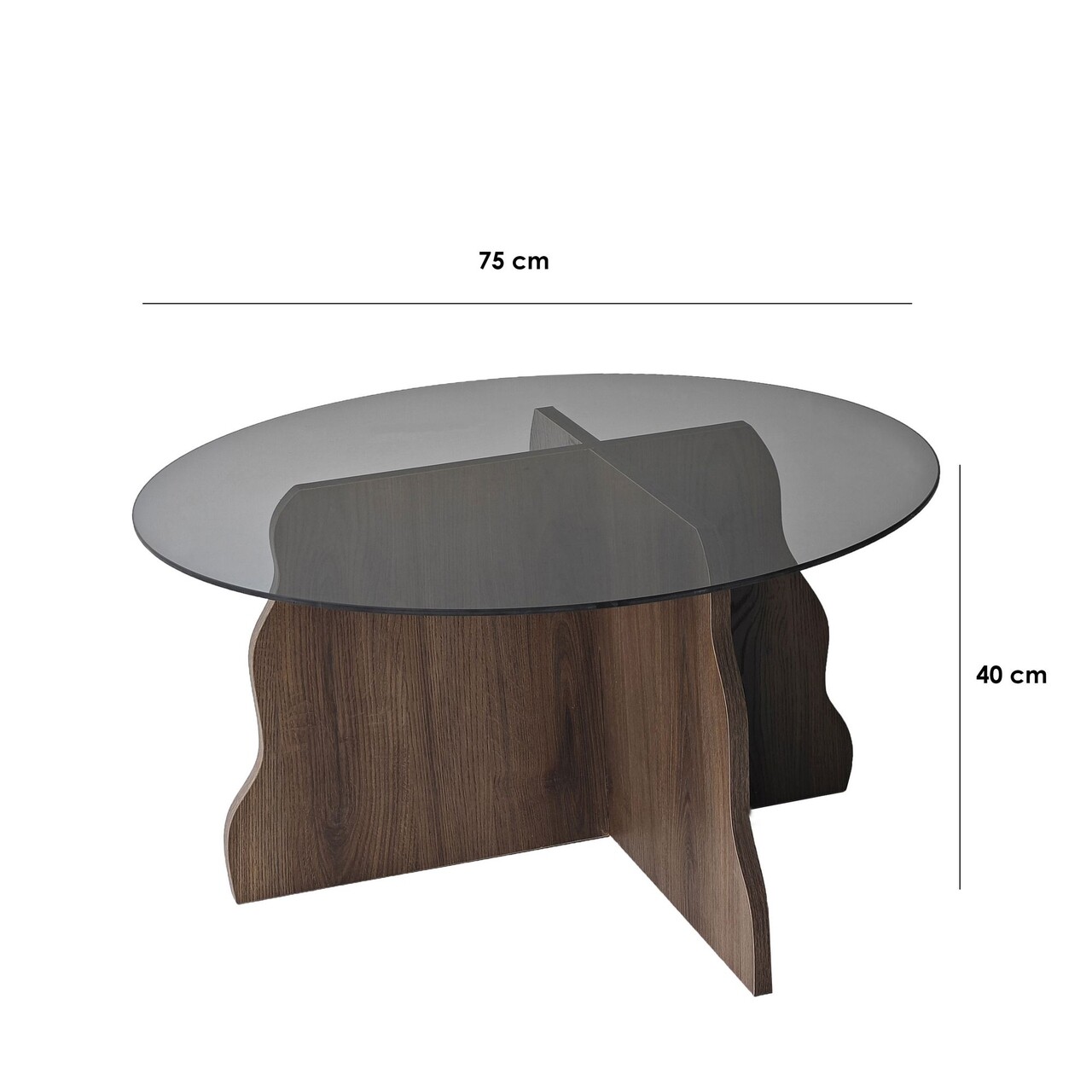 Masuta de cafea, Hanah Home, Butterfly, 75x40x75 cm, Nuc / Fume - view 10