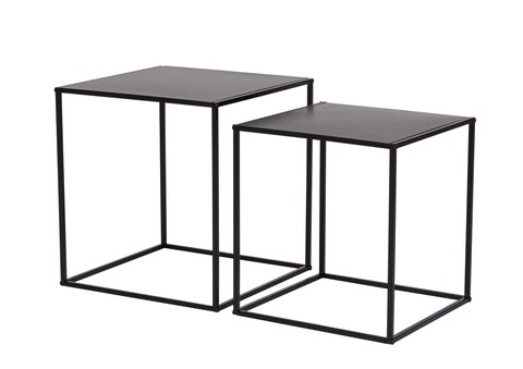 Set 2 masute de cafea Alrik, Bizzotto, 34x34x37 cm/38x38x41 cm, otel, negru