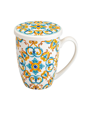 Cana cu infuzor, Medicea Cuore, Brandani, D8x11.5 cm, portelan New Bone China/infuzor inox