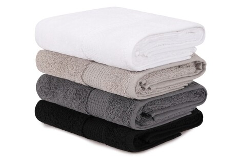 Set 4 prosoape 801, beverly hills polo club, 50x90 cm, bumbac, negru