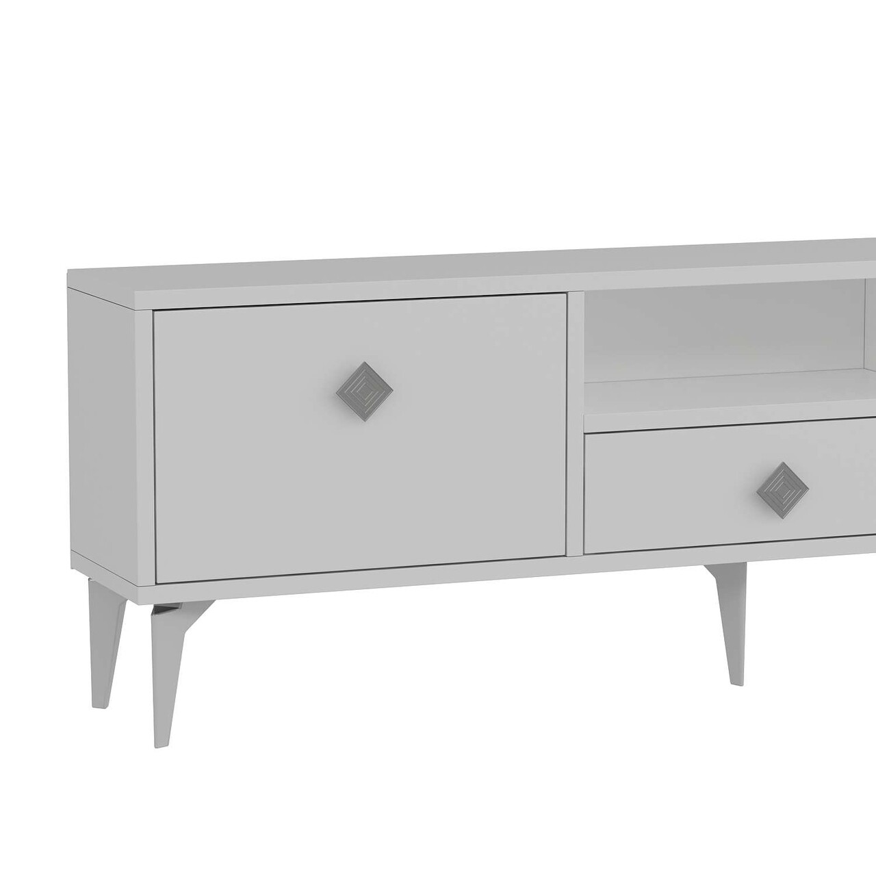 Comoda TV, Hanah Home, 1304-DROP-1, 140x49x30 cm, PAL , Alb / Argintiu - view 5