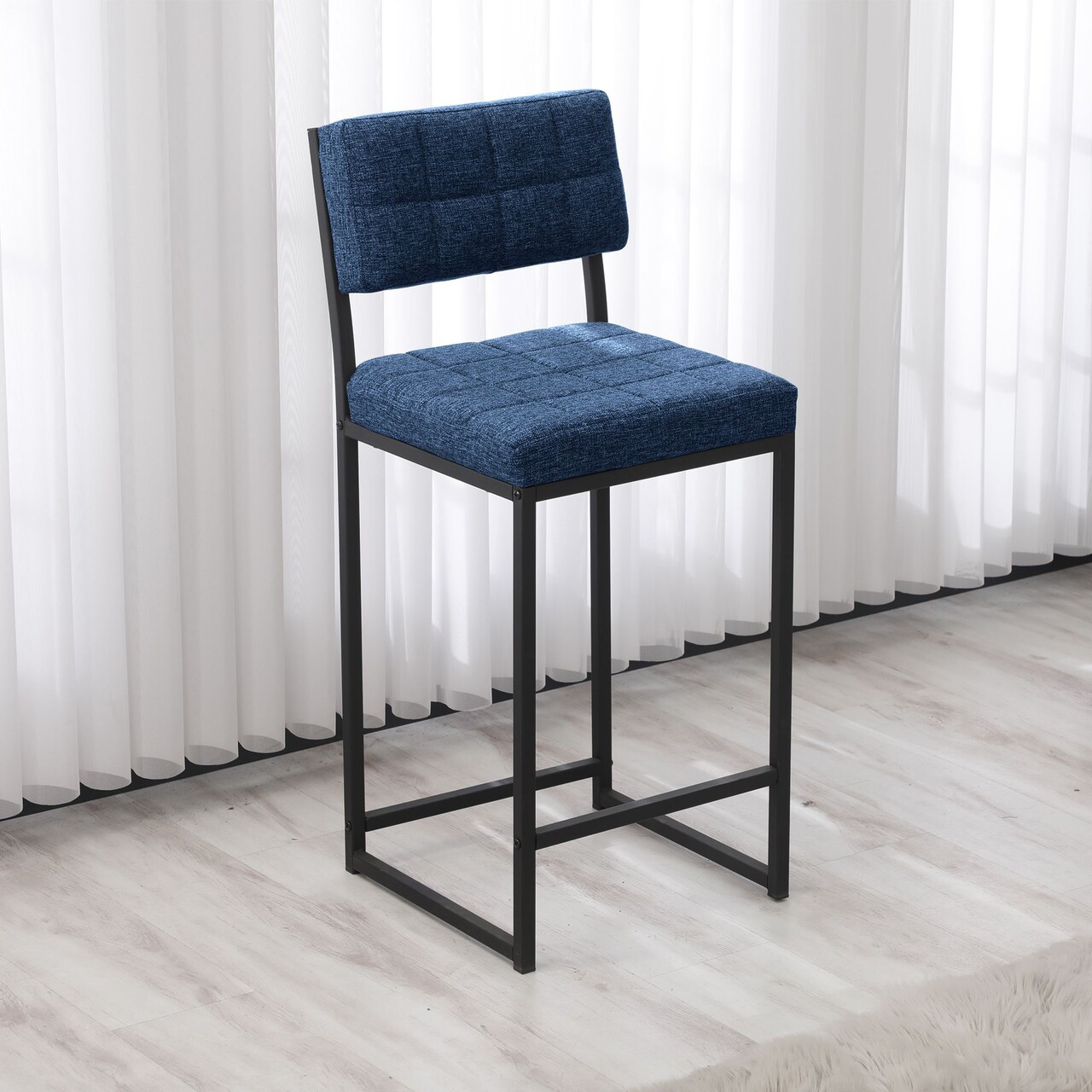 Scaun de bar, Hanah Home, Retro, 40x98x40 cm, Albastru navy - imagine 3