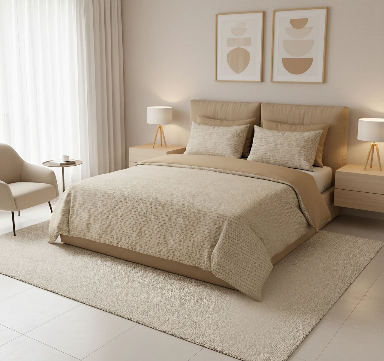 Lenjerie de pat pentru o persoana (DE) L'essentiel Maison Nedra Kombin Gri / Muștar / Alb