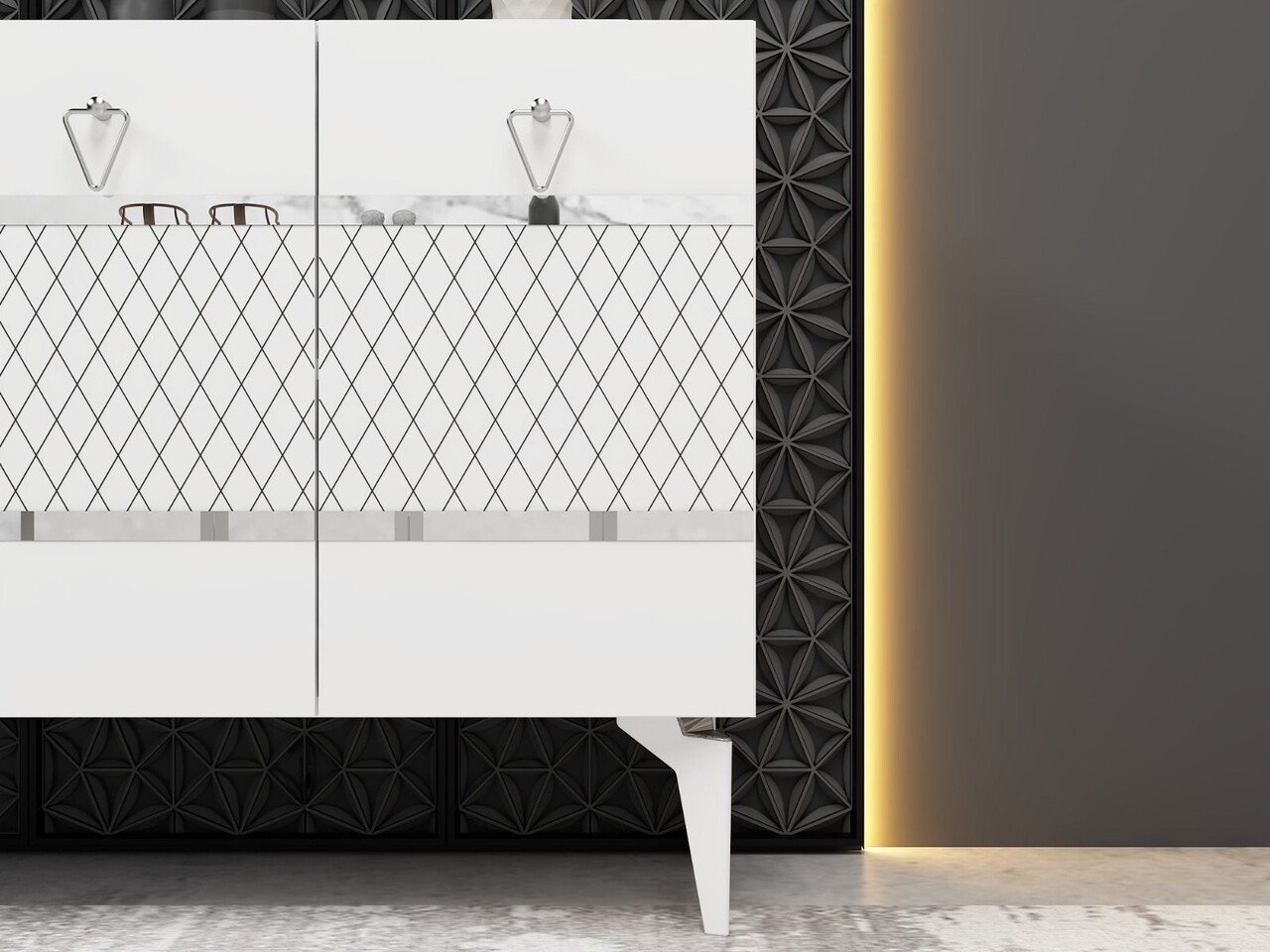 Consola, Hanah Home, Pelin, 150x79x40 cm, PAL , Alb / Argintiu - view 3