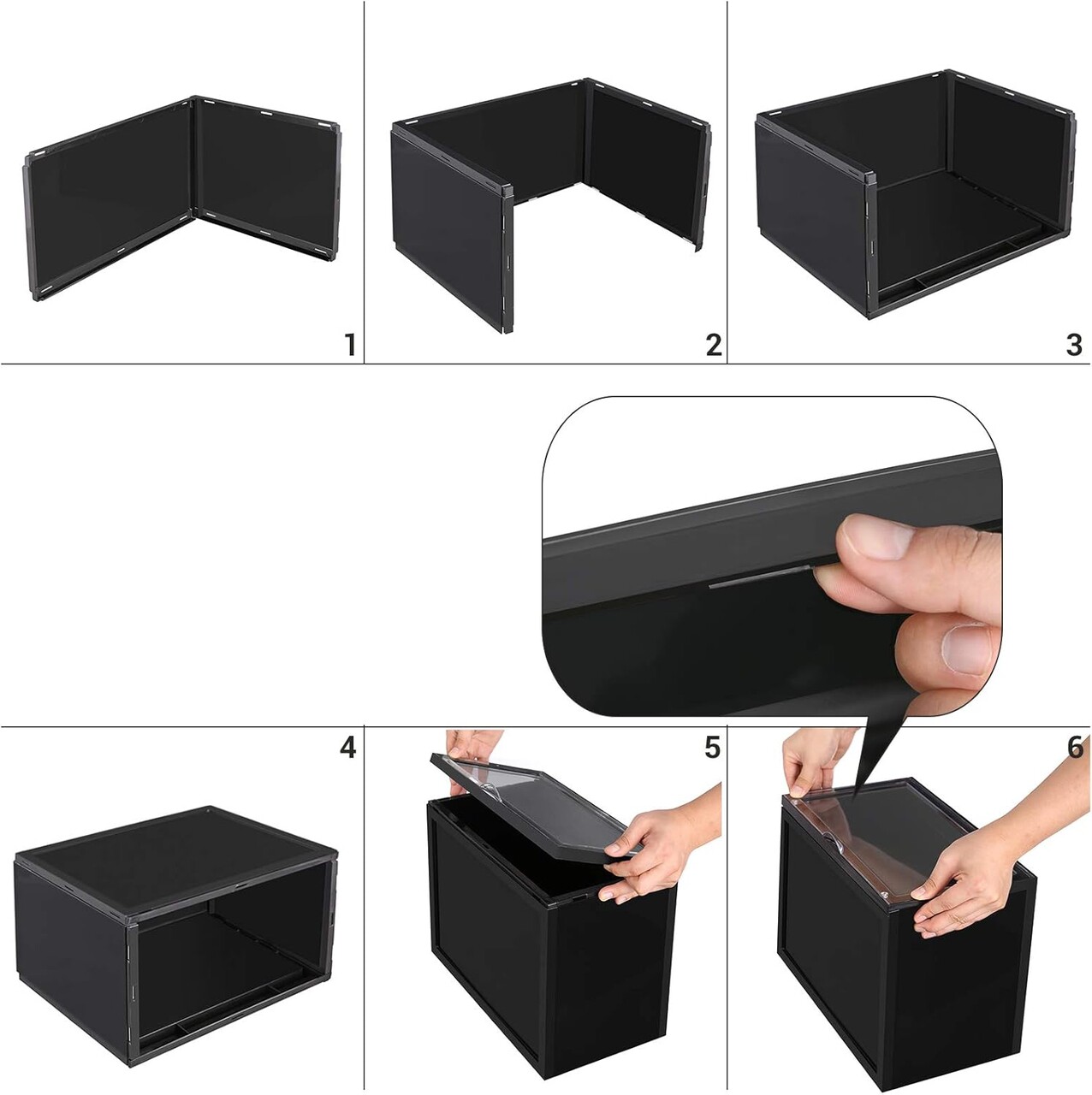 Set 6 cutii de pantofi, Songmics, 36x28x22 cm, polipropilena, negru - view 11