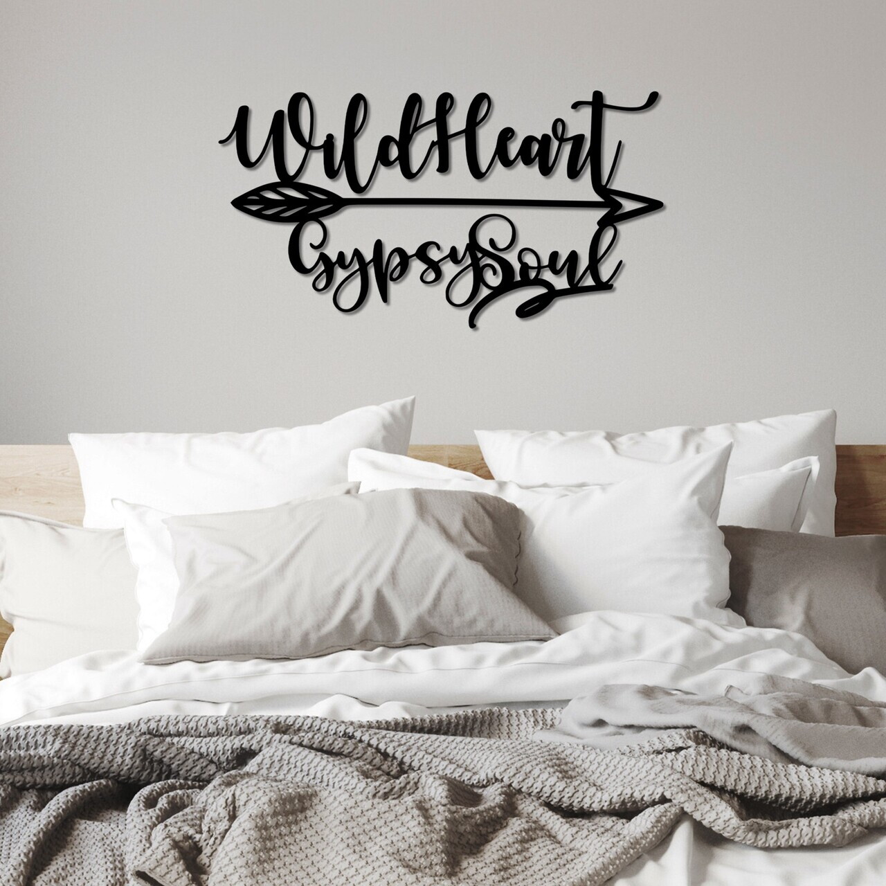 Decoratiune de perete, Wild Heart Gypsy Soul, Dimensiune: 60 x 32 cm , Negru — imaginea 2