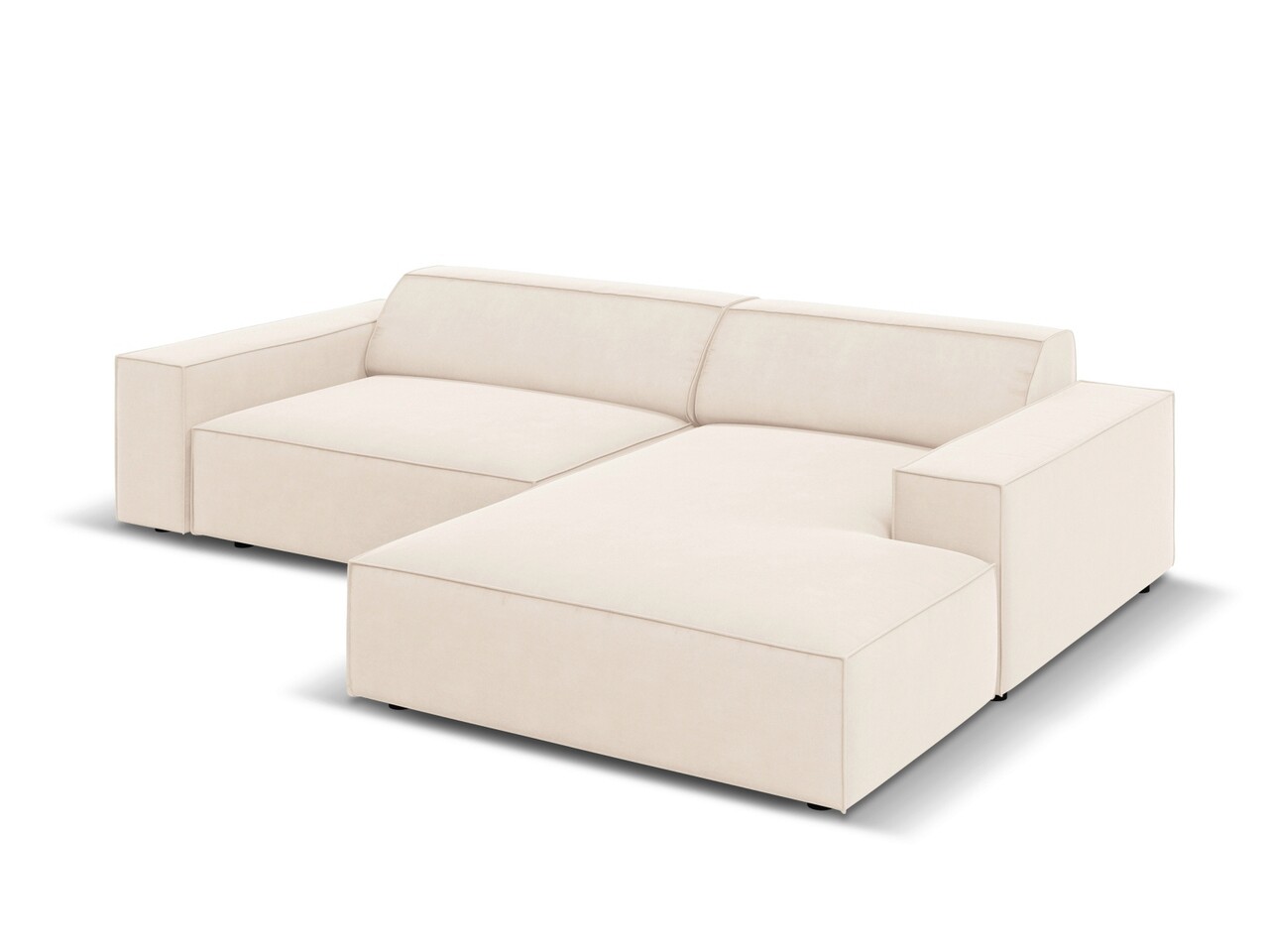 Coltar modular dreapta 3 locuri, Jodie, Micadoni Home, BL, 224x166x70 cm, catifea, bej deschis