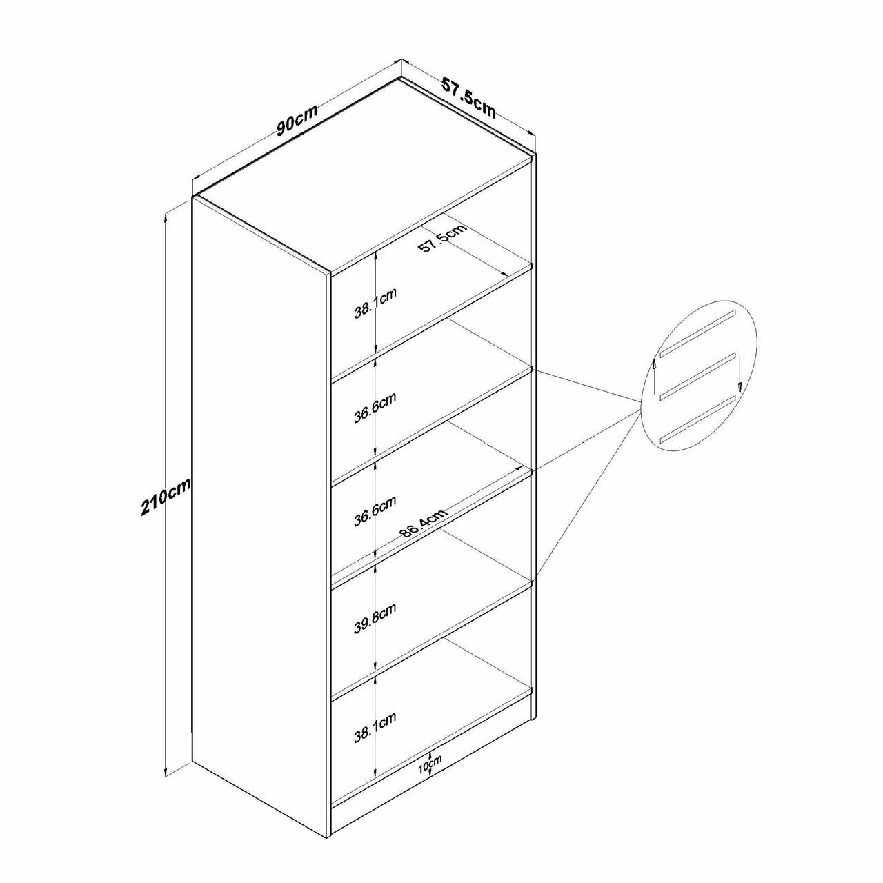 Dulap pentru haine, Hanah Home, BA274, 90x210x57.5 cm, Gresie — imaginea 10
