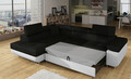 Coltar extensibil stanga 4 locuri, ELTAP, Anton, 272x203x85 cm, lemn/poliester, negru/alb