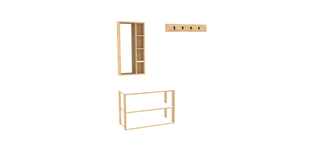 Cuier de perete, Puqa Design, Fulya 3'lü, 45x90x14 cm, PAL, Safir / Alb - 2 | YEO