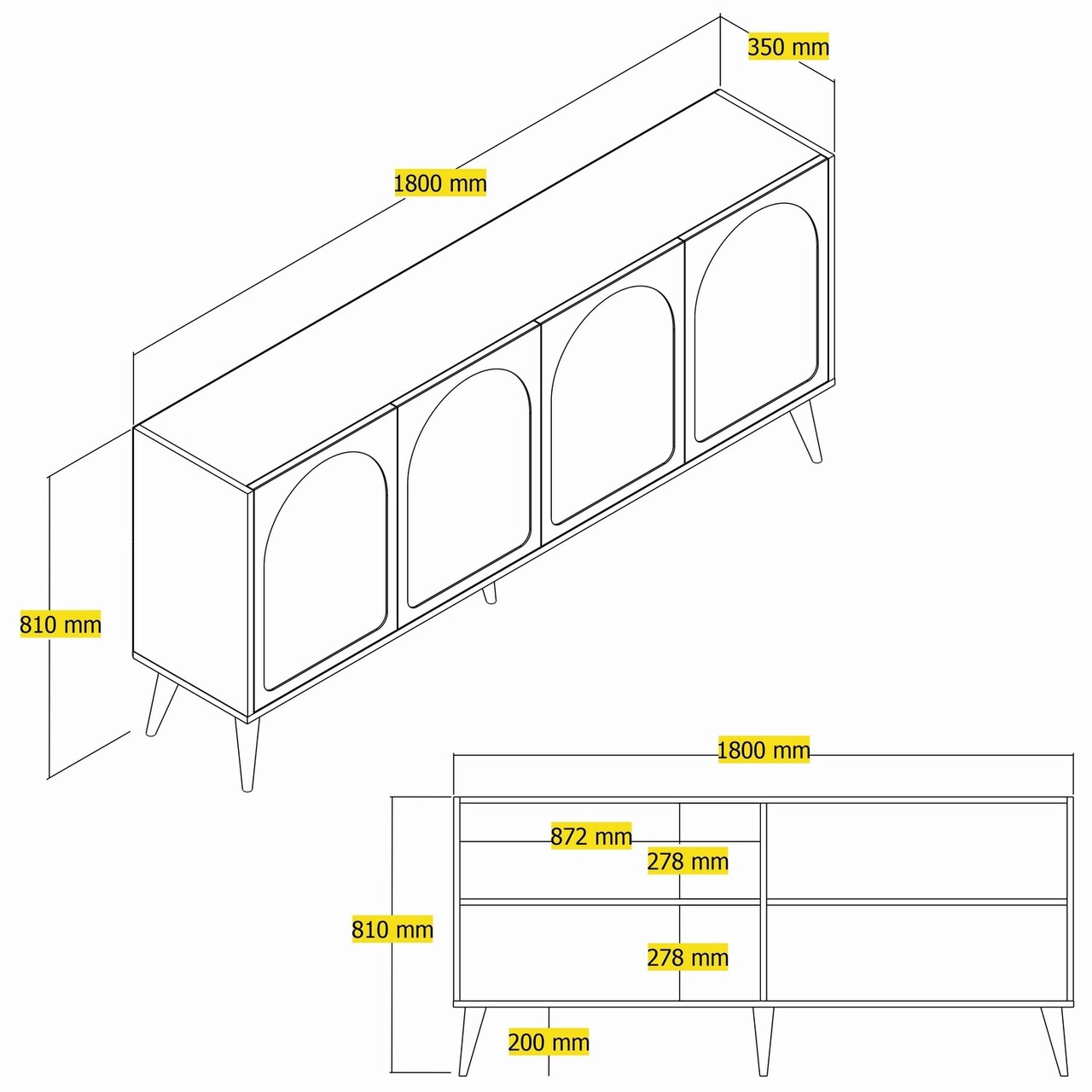 Consola, Hommy Craft, Lyon 81, 180x81x35 cm, PAL, Alb/Maro