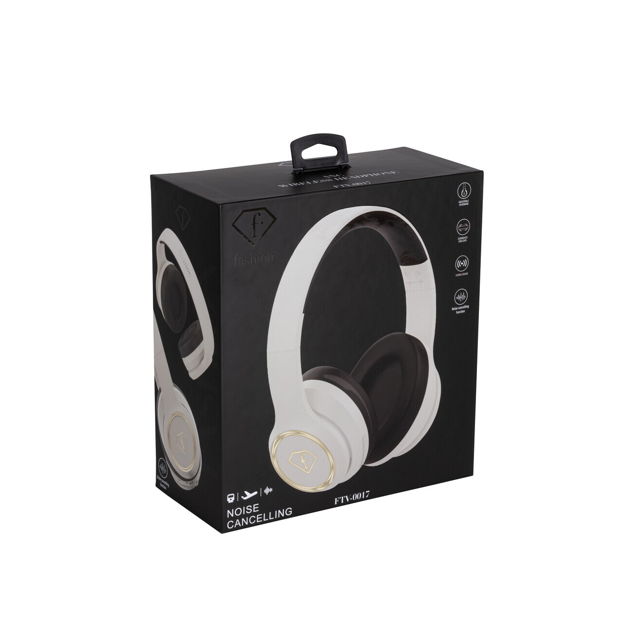 Casti wireless ANC Fashion TV, Matte Cream-Gold, 17x18.5x8 cm, crem/negru - imagine 12