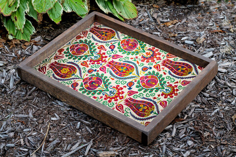 Tava pentru servire, tep001, 40x50x6 cm, lemn, multicolor