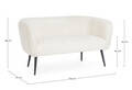 Canapea 2 locuri Avril, Bizzotto, 126 x 70 x 68 cm, otel/poliester Boucle, alb
