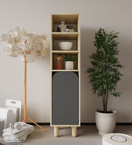 Dulap multifunctional, Hanah Home, Parma 1, 37x155x40 cm, PAL, Stejar safir / Antracit