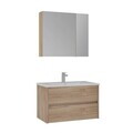 Set Dulap de Baie cu Chiuvetă și Oglindă (2 Piese), Hanah Home, Side 85 v2, Stejar
