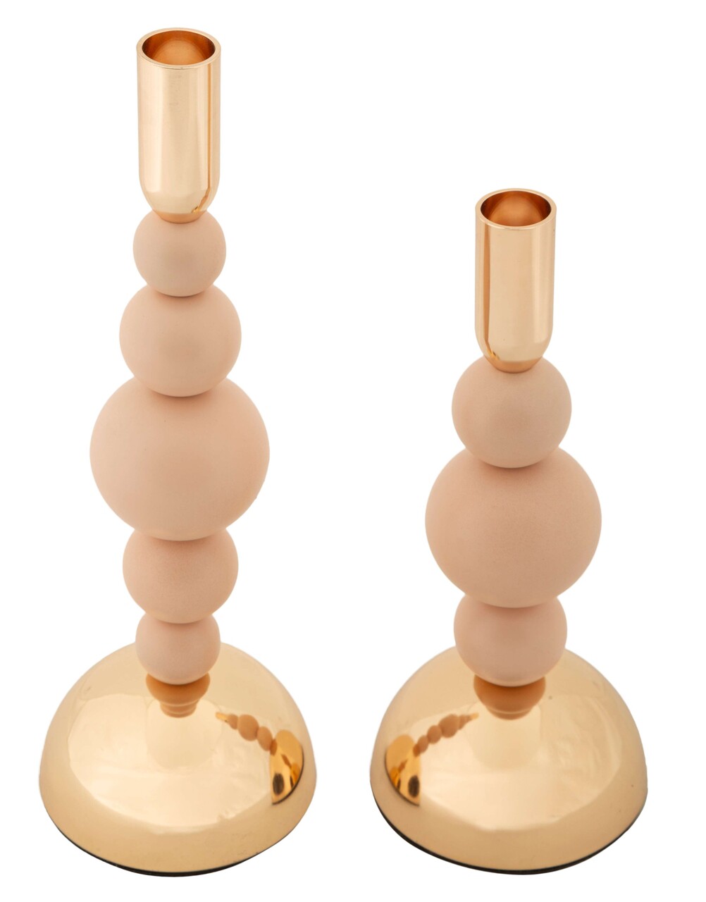 Set 2 suporturi de lumanare Bolly, Mauro Ferretti, 10x24 cm, 10x29.5 cm, fier, roz/auriu