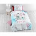 Lenjerie de pat pentru o persoana, Baby Love Multi, Royal Textile, 2 piese, 140 x 200 cm, 100% bumbac, multicolora