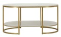 Masuta de cafea Izmir, Mauro Ferretti, 90x60x45 cm, fier/marmura, auriu/alb