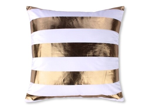 Fata de perna decorativa Stripe Zlota, Fashion Goods, 45x45 cm, poliester, alb/auriu