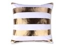 Fata de perna decorativa Stripe Zlota, Fashion Goods, 45x45 cm, poliester, alb/auriu