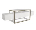 Comoda TV, Dovelle, Bianco, PAL, Alb/Auriu