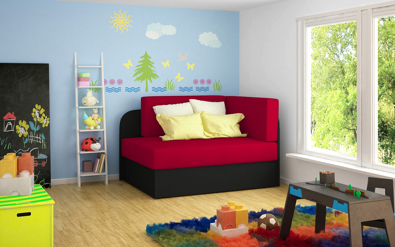 Canapea extensibila 2 locuri, ELTAP, Rosa, 104x75x60 cm, lemn/poliester, rosu/negru - 1 | YEO