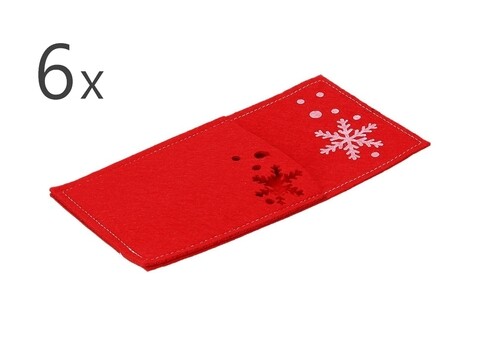 Set 6 suporturi din fetru pentru tacamuri, Tognana Stella di Natale, rosu
