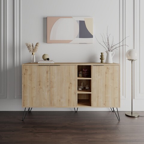 Bufet inferior clara, decortie, 142x35.6x83 cm, natural