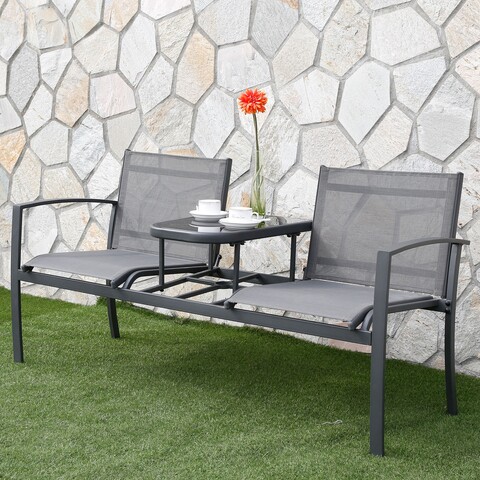 Set mobilier pentru gradina/terasa, Argos, canapea + masuta, L.145.5 l.61.5 H.74.5 cm, otel, gri Gradina