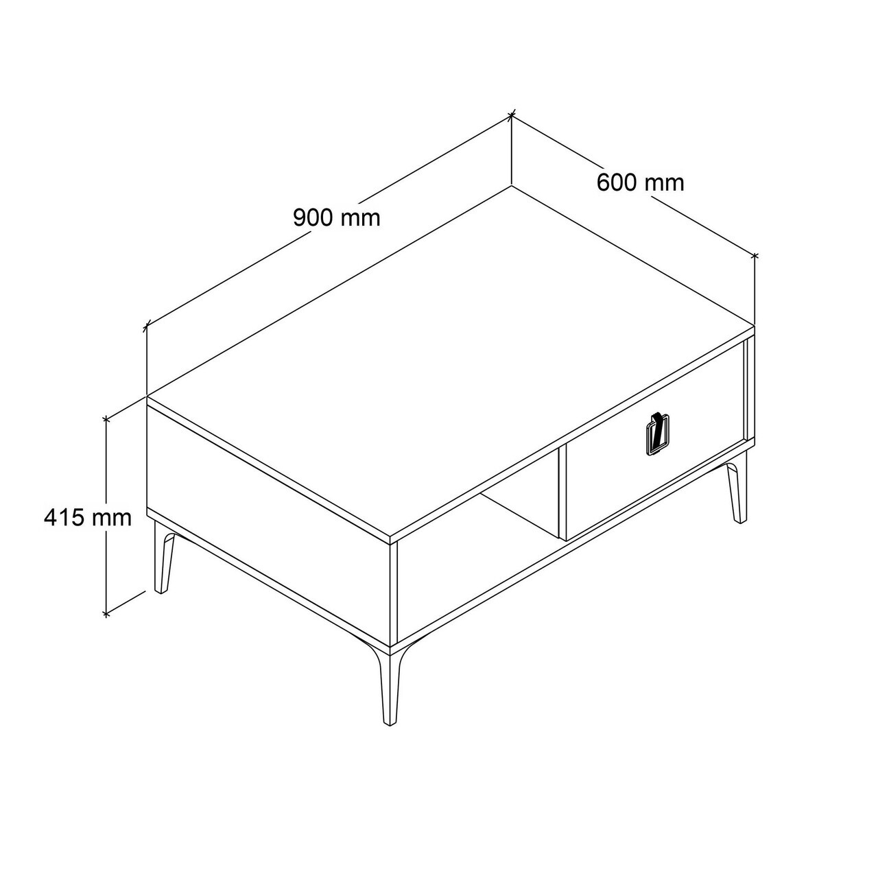 Masuta de cafea, Hanah Home, Sare 2001, 90x41.5x60 cm, PAL, Stejar Safir / Alb / Antracit — imaginea 5