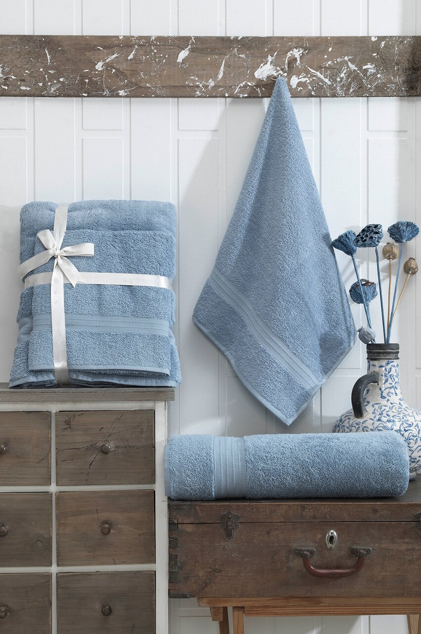 Set prosoape, Eponj Home, DS, Bumbac, Albastru indigo