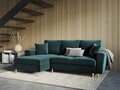 Coltar extensibil stanga 4 locuri, Moghan, Micadoni Home, GL, 241x145x88 cm, catifea, albastru petrol