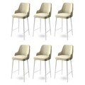 Set scaune de bar 6 piese, Charlotte, Enox, Metal, Crem/Alb