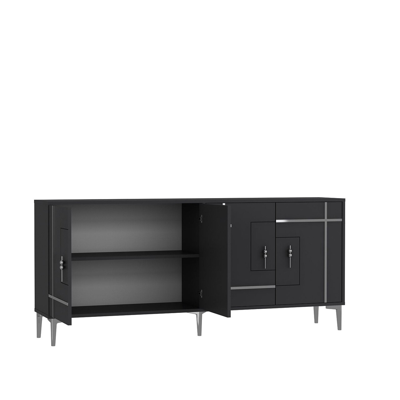 Consola, Hanah Home, Simge, 180x78.6x35 cm, PAL , Antracit / Argintiu - view 6