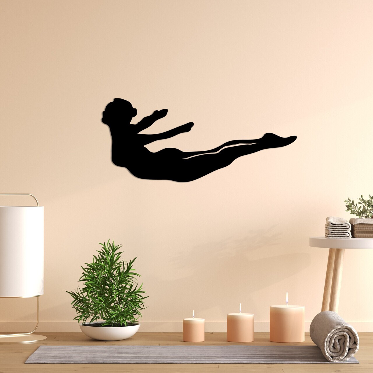Decoratiune de perete, Yoga 12, Dimensiune: 60 x 26 cm, Negru — imaginea 3