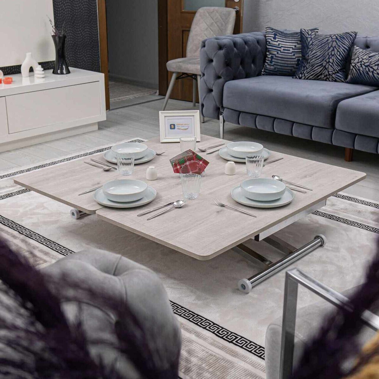Masuta de cafea, Hanah Home, Home Ext, MDF, Lisabona / Chrome — imaginea 4