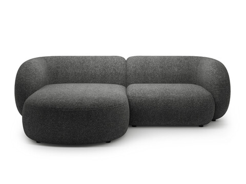 Coltar stanga 2 locuri, Kate, Micadoni, 255x176x76 cm, tesatura structurata, gri inchis melanj