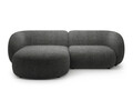 Coltar stanga 2 locuri, Kate, Micadoni, 255x176x76 cm, tesatura structurata, gri inchis melanj