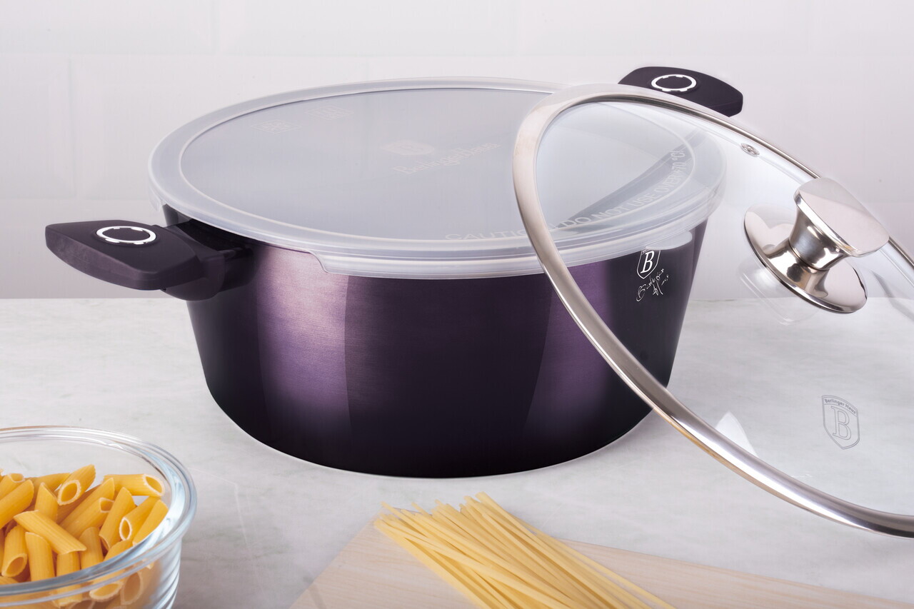 Oala cu capac Berlinger Haus, Purple Eclipse, 28 cm, 6.1 L, aluminiu forjat, mov - imagine 2