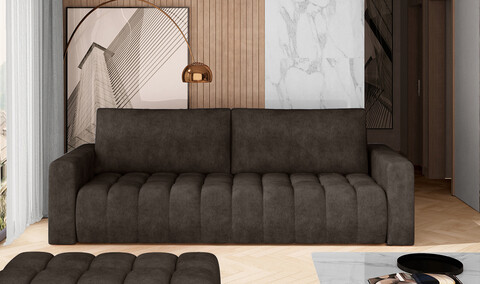 Canapea extensibila 3 locuri ELTAP, Laz09, Lazaro, 247x97x92 cm, lemn/poliester, maro inchis