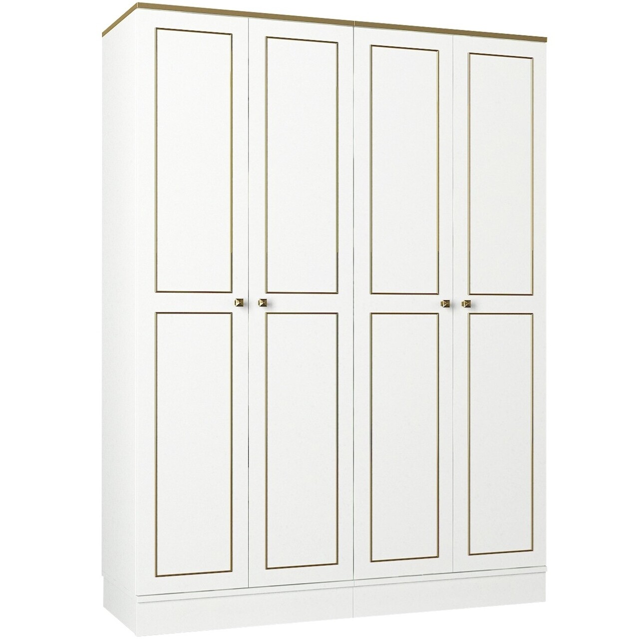 Dulap Pentru Haine Ravenna 4 Kapili White, Talon, 140 X 47.2 X 194 Cm, Alb/auriu