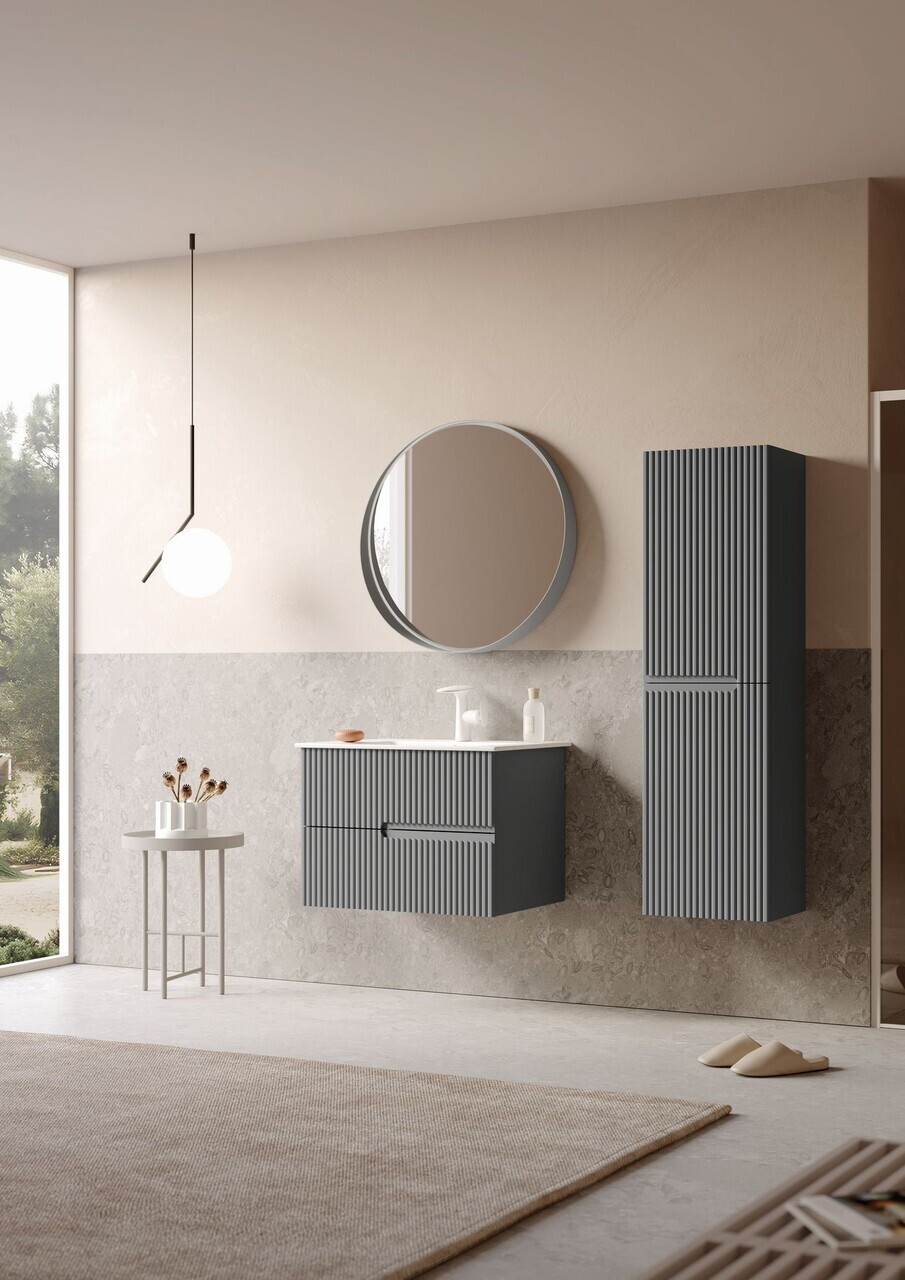 Dulap de baie cu chiuvetă, Hanah Home, Moonlight 70 v2, Gri Mat — imaginea 3