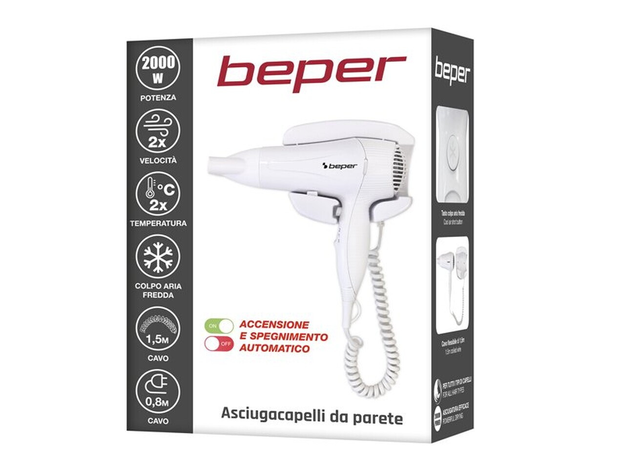 Uscator de par 40.490, Beper, cu sistem de montare pe perete, 2000 W - view 8