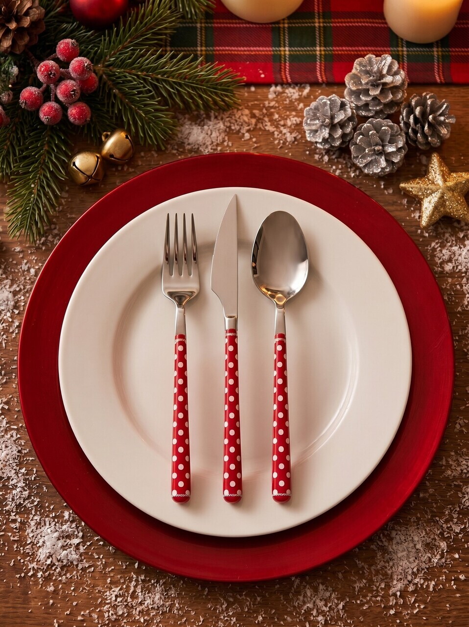 Set tacamuri, Hermia, 645DRM1259, Grosimea cuțitului: 3 mm, Argintiu / Roșu