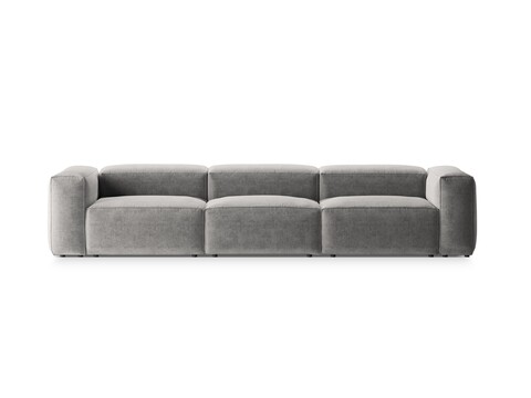Canapea 4 locuri, Bergamo, Cosmopolitan Design, 364x108x70 cm, tesatura structurata, gri deschis