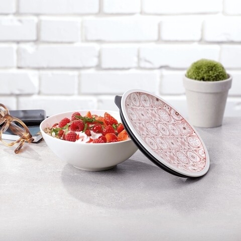 Bol cu capac pentru pranz, villeroy   boch, to go rose dish m, inchidere etans, 350 ml, portelan premium/silicon