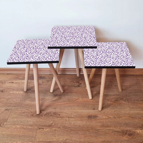 Set masute 3 piese, leona, 3shp247, alb/mov